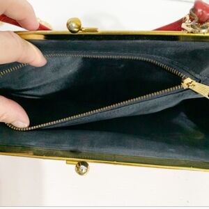 Elegant Vintage Cluth Bag Red Leather.